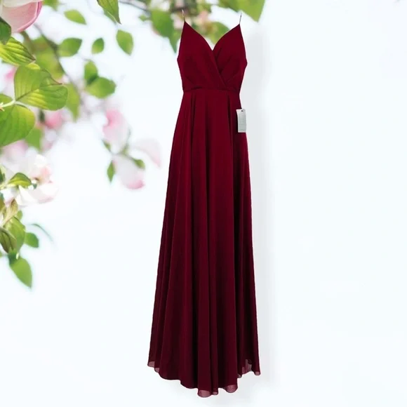 LULU'S Formal Wine Faux Wrap Dress - Picture 6 of 12